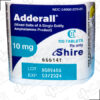 Buy Adderall 10mg Online - A bottle of Adderall pills on white background.