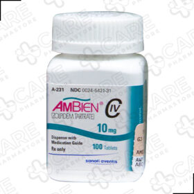 Buy Ambien 10mg Online - Bottle of Ambien tablets on white background.