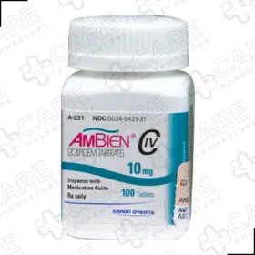 Buy Ambien 10mg Online - Bottle of Ambien tablets on white background.