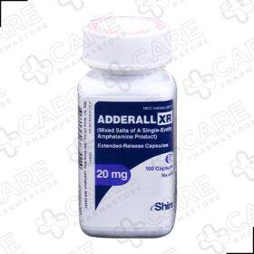 Buy Adderall XR Online - A bottle of Adderall pills on white background.