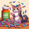 A cat with ADHD Pills. Do cats Have ADHD.